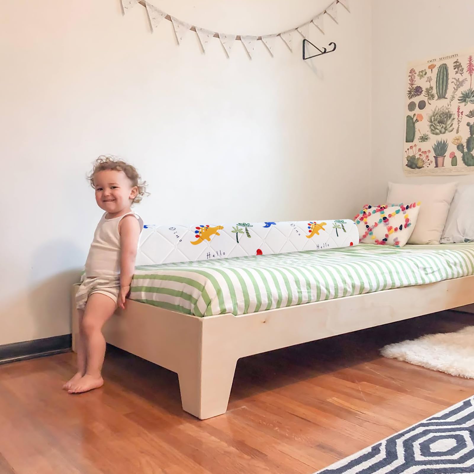Premium 2-Pack Toddler Bed Bumpers - Non-Slip Foam Bed Rails for Twin, Queen & King Size Beds (52