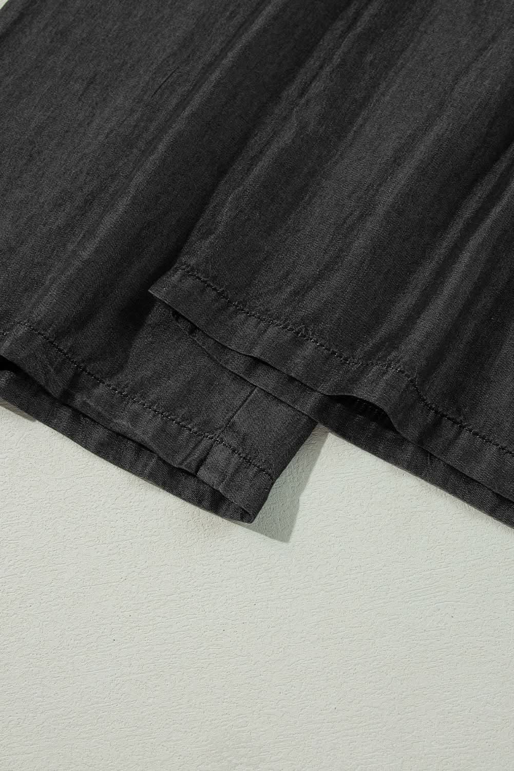 Stylish Black Wide Leg Jeans with Ruffles for Women - Perfect for Casual Outings, Office Wear & Date Nights