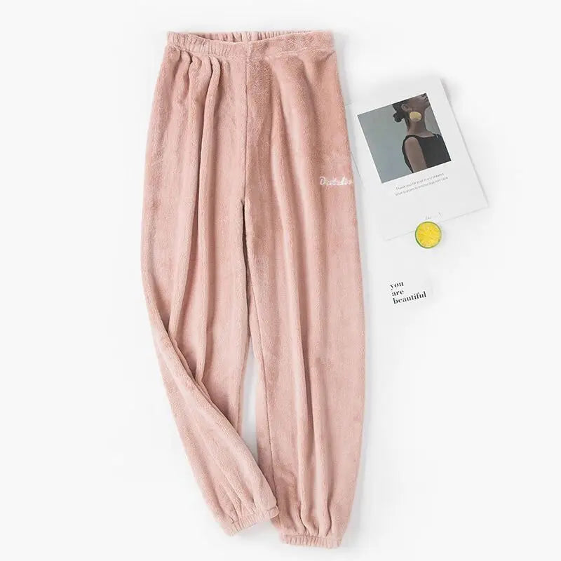 Women's 2-Piece Fleece Pajama Set - Soft Velvet Ribbed Pullover & Pants for Fall/Winter | Cozy Casual Loungewear for Home, Sleep & Relaxation