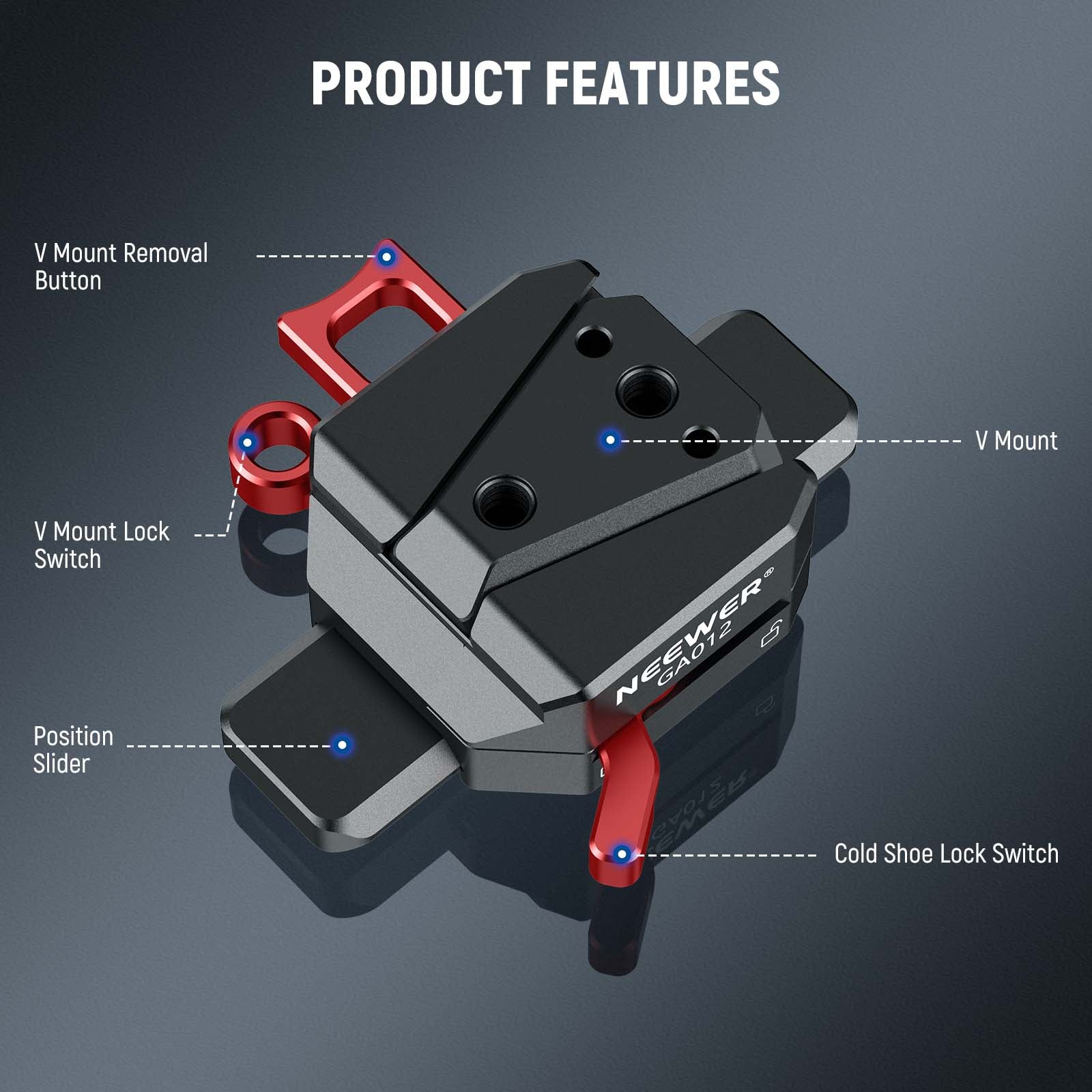 NEEWER GA012 Mini V Mount Battery Plate with NATO Rail for DJI RS3 Pro, RS2, RSC2 - Power Solution for Filmmaking, Vlogging & Professional Photography