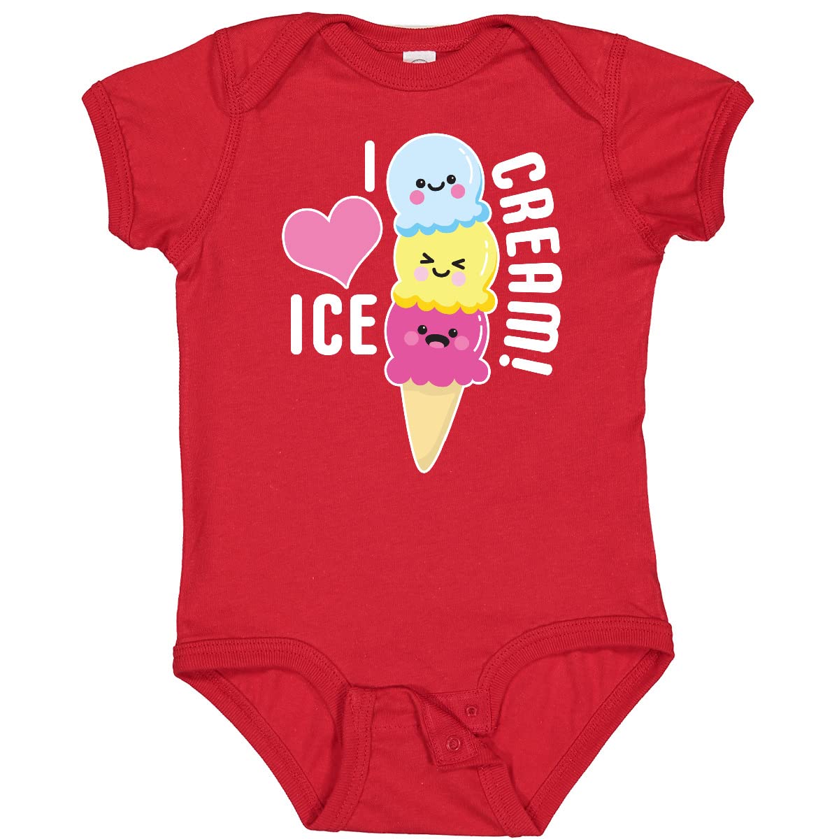 Inktastic I Love Ice Cream Cute Ice Cream Cone Baby Bodysuit - Soft Cotton Infant Onesie for Summer Outings & Photo Shoots