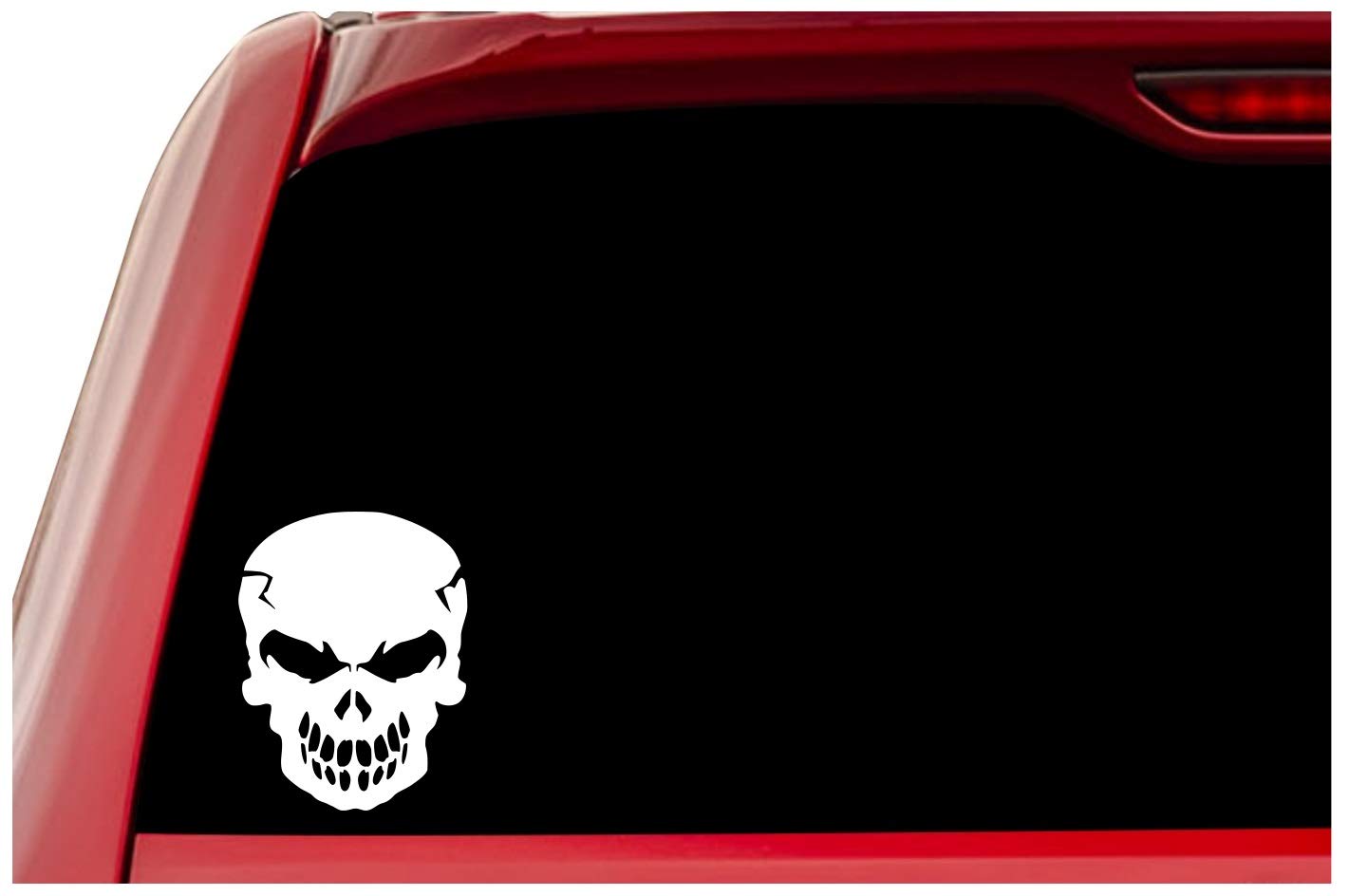 Scourge Skull Vinyl Decal Sticker - 5.5 x 4.2 Inch White Car Decal for Trucks, SUVs, Vans, Walls, Windows & Laptops - Perfect for Halloween Decor, Car Accessories & DIY Projects