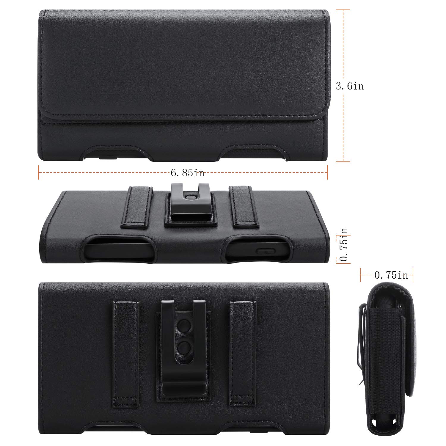 Premium Leather Holster Case for Samsung Galaxy S24 Ultra/S23 Ultra/S22 Ultra 5G & iPhone 15 Pro Max - Belt Clip Pouch with ID Card Holder - Compatible with Galaxy A14/A12/A42/Note 20 Ultra (Black) - Perfect for Work, Travel & Outdoor Activities