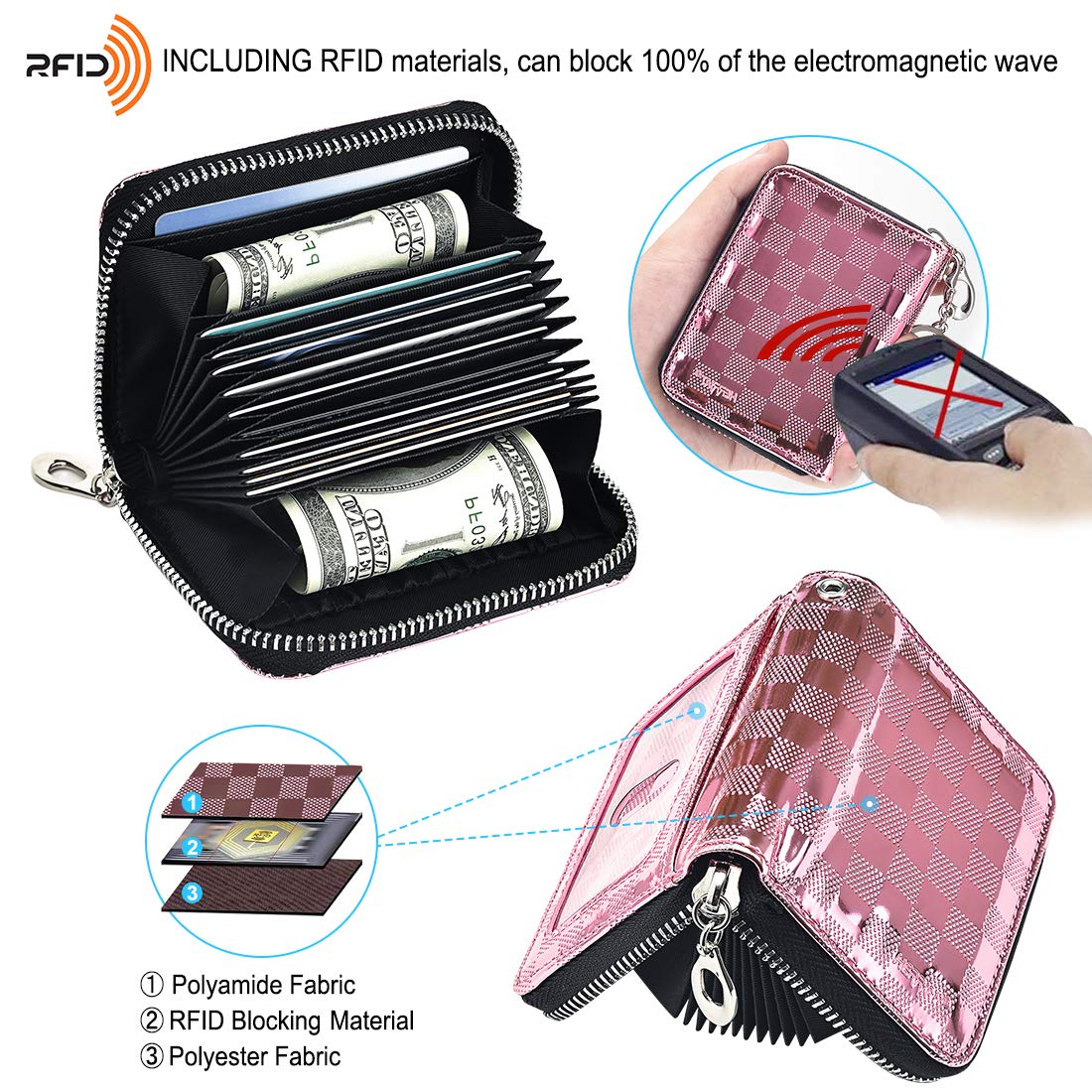 Premium HerriaT RFID Blocking Leather Wallet for Men & Women - Slim Bifold Credit Card Holder with Zipper Coin Pocket & Keychain - Ideal for Travel, Business & Everyday Use