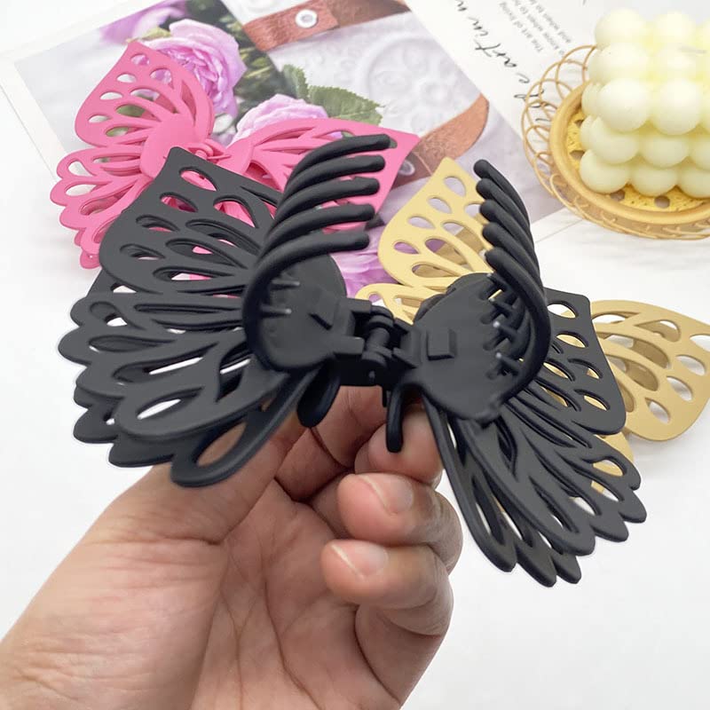QTMY 3 Pack Large Butterfly Hair Claw Clips - Decorative Hair Accessories for Women & Girls - Perfect for Updos, Ponytails & Everyday Styling