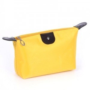 FOK 1 Piece Women's Makeup Bag - Waterproof Cosmetic Organizer with Hanging Hook, Travel Toiletry Pouch for Jewelry & Accessories (Yellow) - Perfect for Gym, Vacation & Daily Use