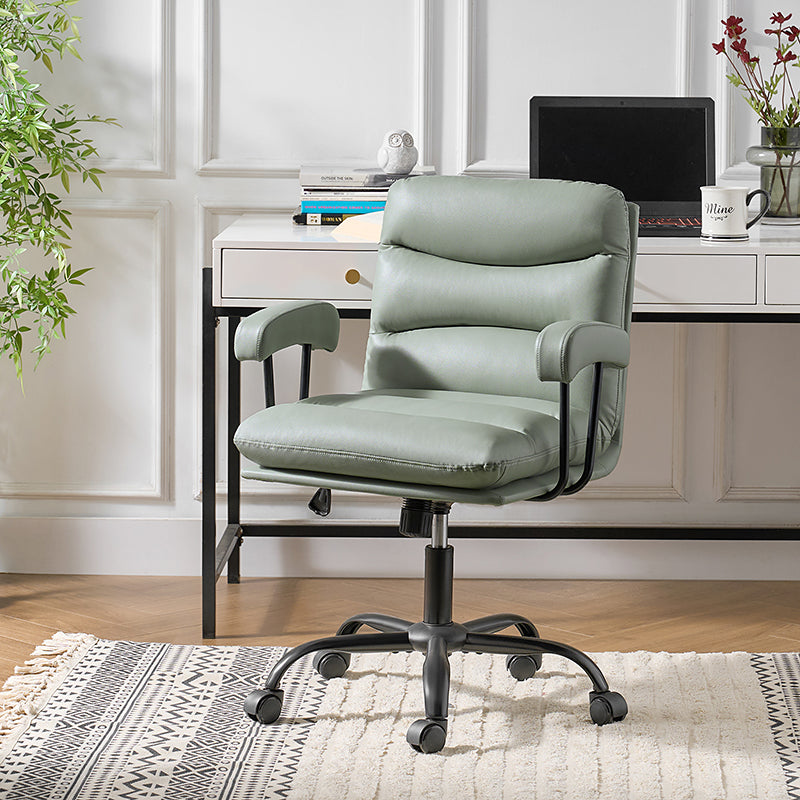 Anselm Modern Ergonomic Faux Leather Office Chair - Adjustable Swivel Desk Chair with Lumbar Support for Home & Office Workspace