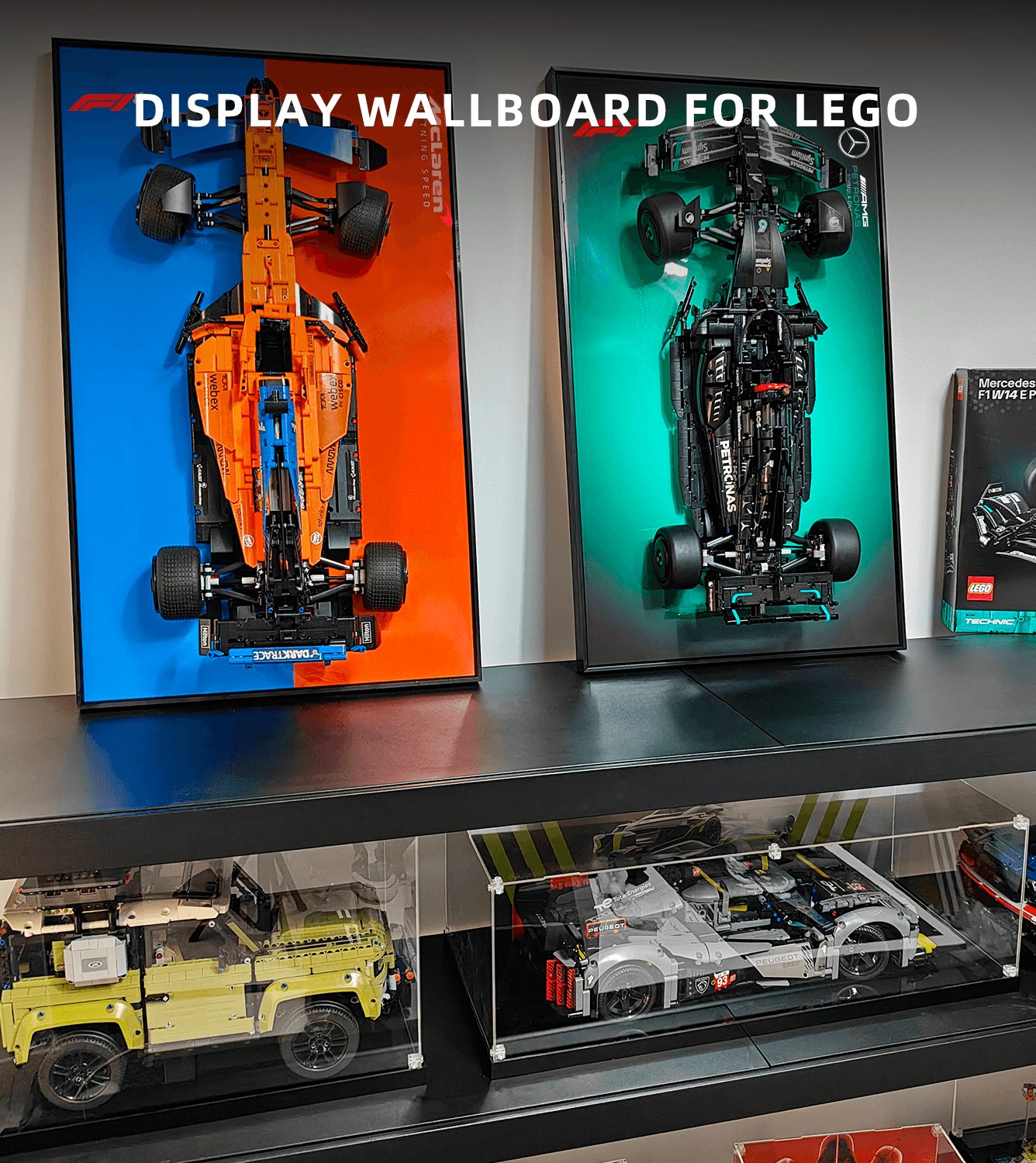 Lego Wall Display Frame for Mercedes AMG 42171 & McLaren 42141 - Perfect for Showcasing Your Lego Speed Champions Collection in Home or Office