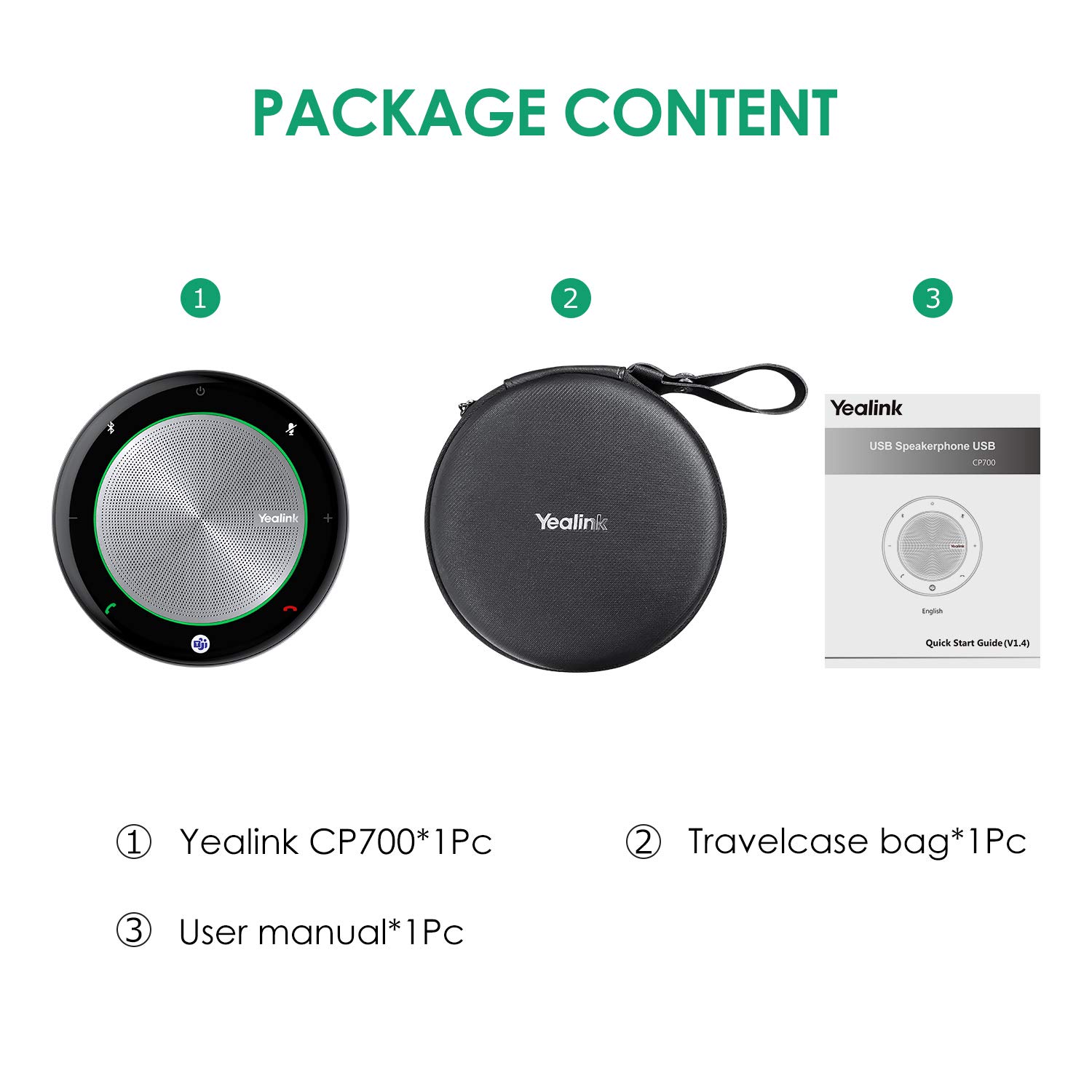 Yealink CP700 Bluetooth Speakerphone - Teams Certified USB Conference Microphone with Full Duplex & Noise Reduction, 360° Voice Pickup for Home Office (No Dongle Included) | Perfect for Remote Meetings, Video Calls & Conference Rooms