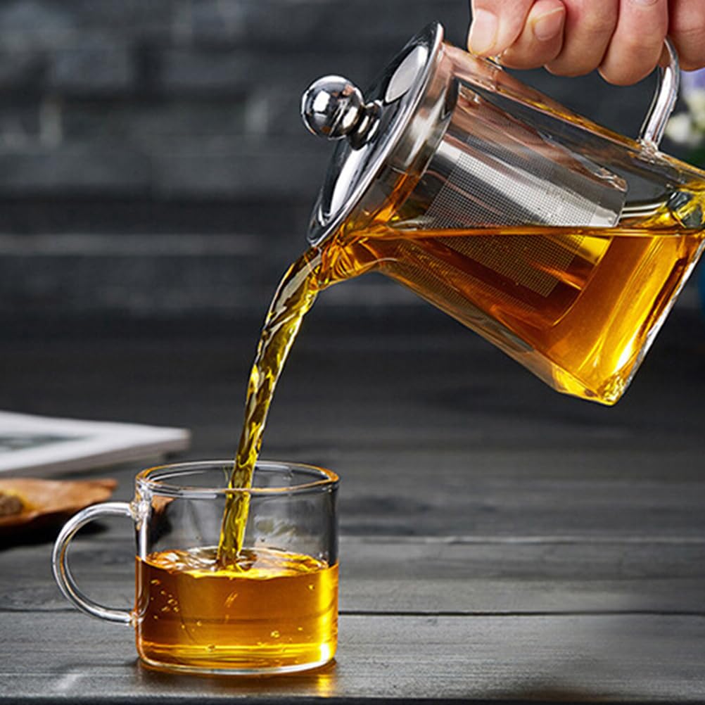 Premium Stainless Steel & Glass Teapot with Removable Infuser - 950ml Stovetop Safe Tea Kettle for Blooming & Loose Leaf Tea - Ideal for Home, Office & Outdoor Tea Brewing