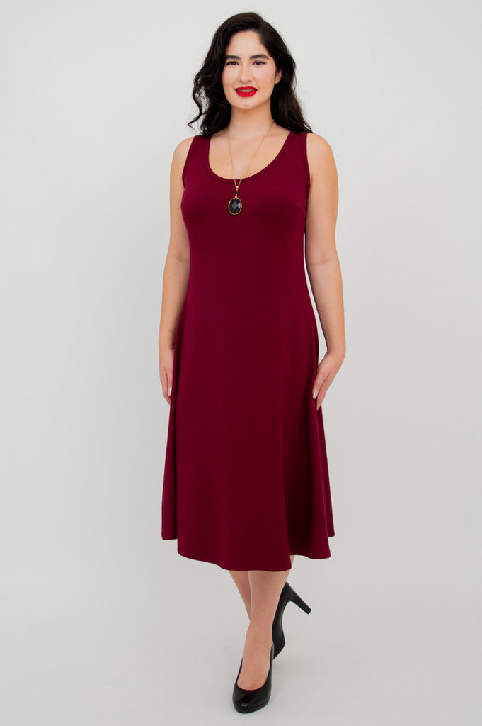 Becca Women's Burgundy Bamboo Dress - Soft & Comfortable Casual Wear for Summer Outings, Travel & Daily Use