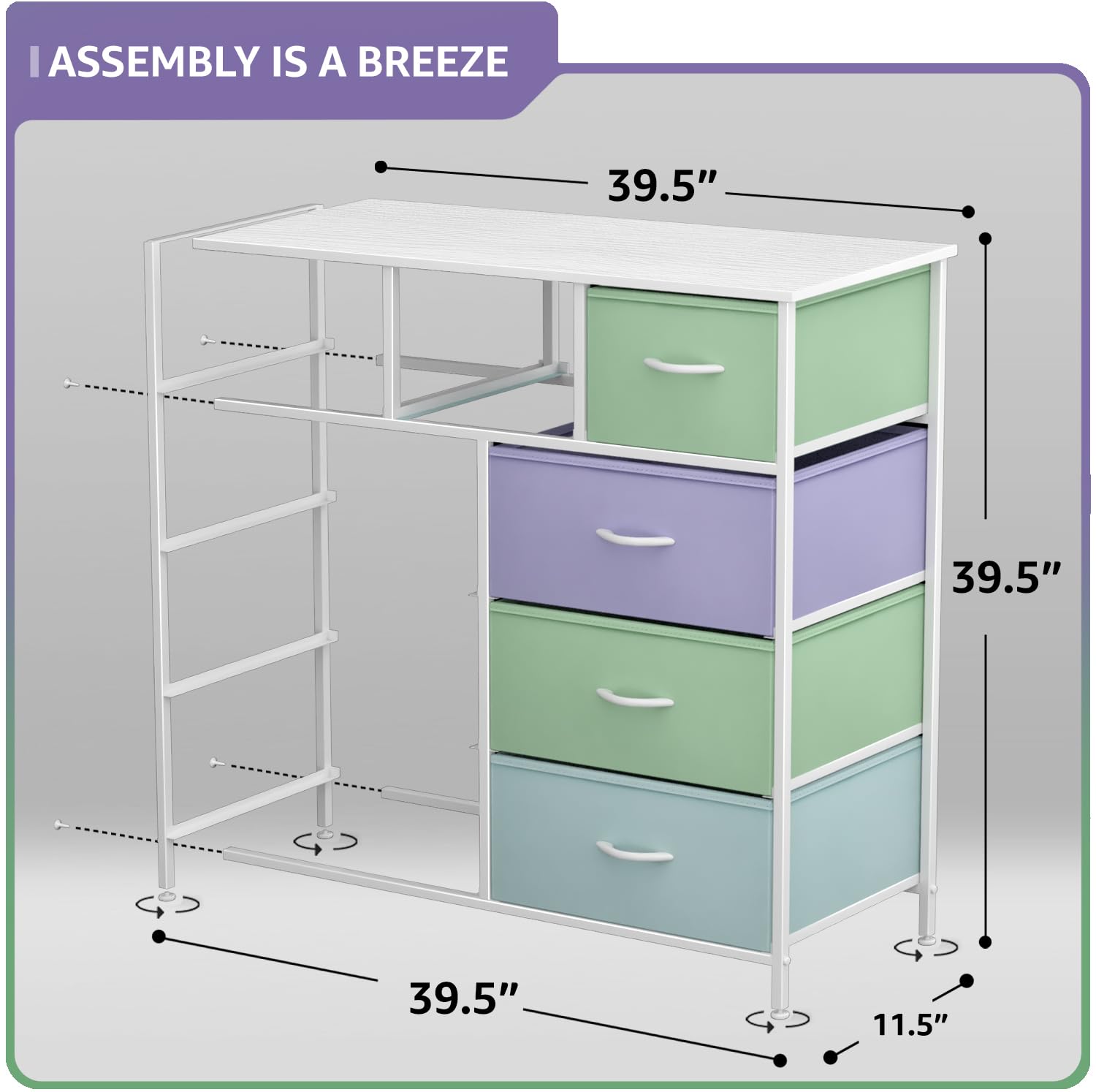 Sorbus 9-Drawer Kids Dresser with Steel Frame & Wood Top - Pastel 2 Fabric Storage Chest for Bedroom, Closet, Nursery Organization - Perfect for Kids' Room Decor & Toy Storage