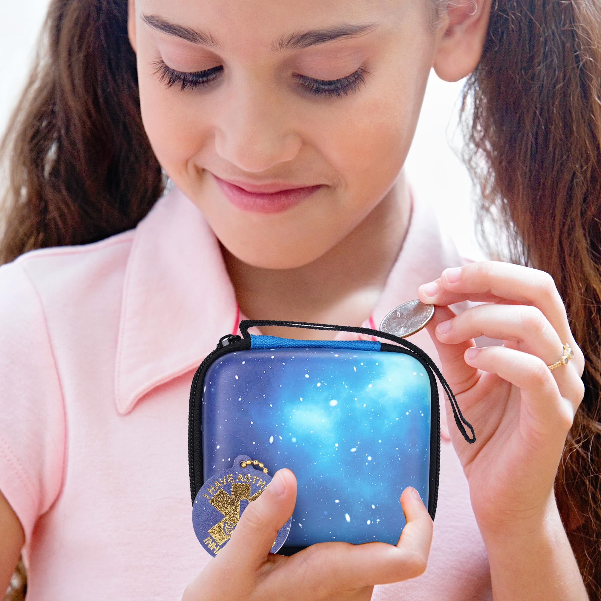 MGZNMTY Asthma Inhaler Holder Case - Portable Storage & Travel Organizer for Adults & Kids (Star Blue) - Perfect for Home, School, Gym & Outdoor Activities