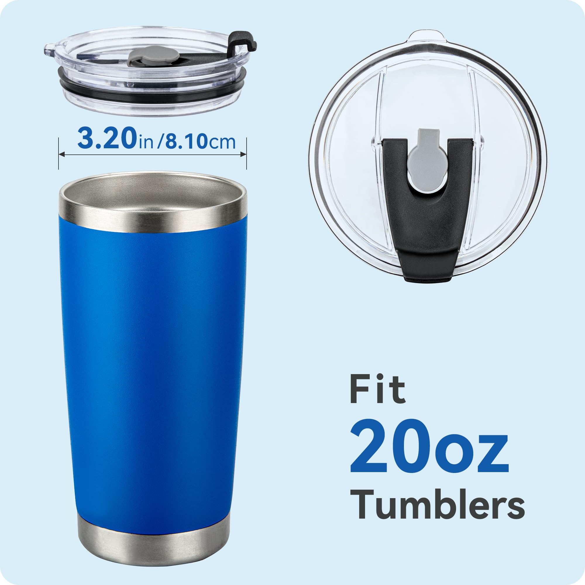 20 oz Tumbler Replacement Lids - Compatible with Yeti Rambler, RTIC & More - Straw-Friendly Cup Cover (Black) - Perfect for Travel, Gym & Outdoor Activities