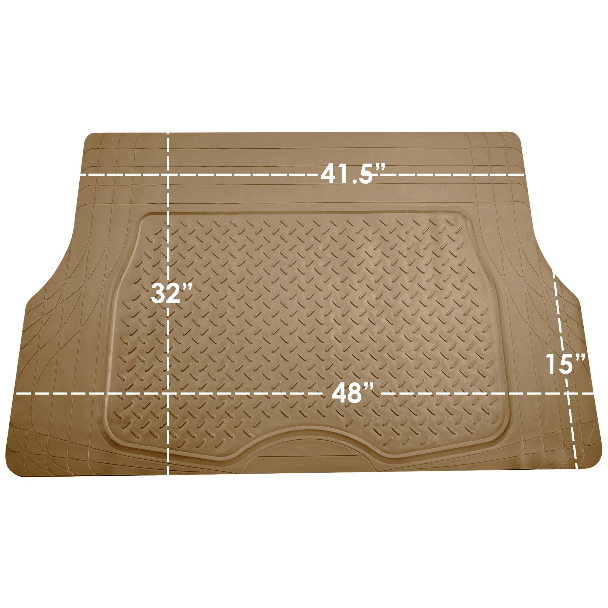 FH Group 3-Row Climaproof™ Trimmable Non-Slip Vinyl Car Floor Mats with Cargo Liner - Universal Fit for Cars, Trucks & SUVs (Beige) F11306-F16401 | All-Weather Protection for Family Vehicles & Road Trips