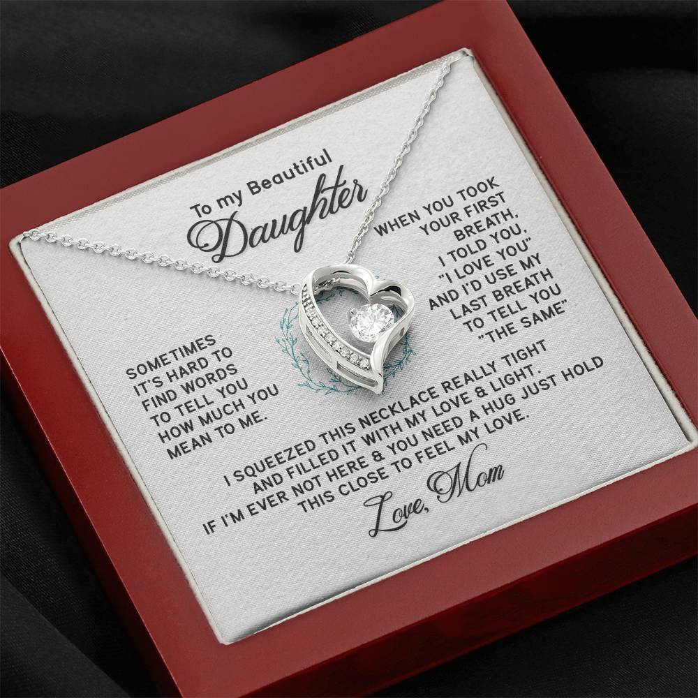 Beautiful Jewelry Necklace for Daughter - Thoughtful Gift from Mom in White or Yellow Gold Finish - Perfect for Birthdays, Graduation & Special Occasions