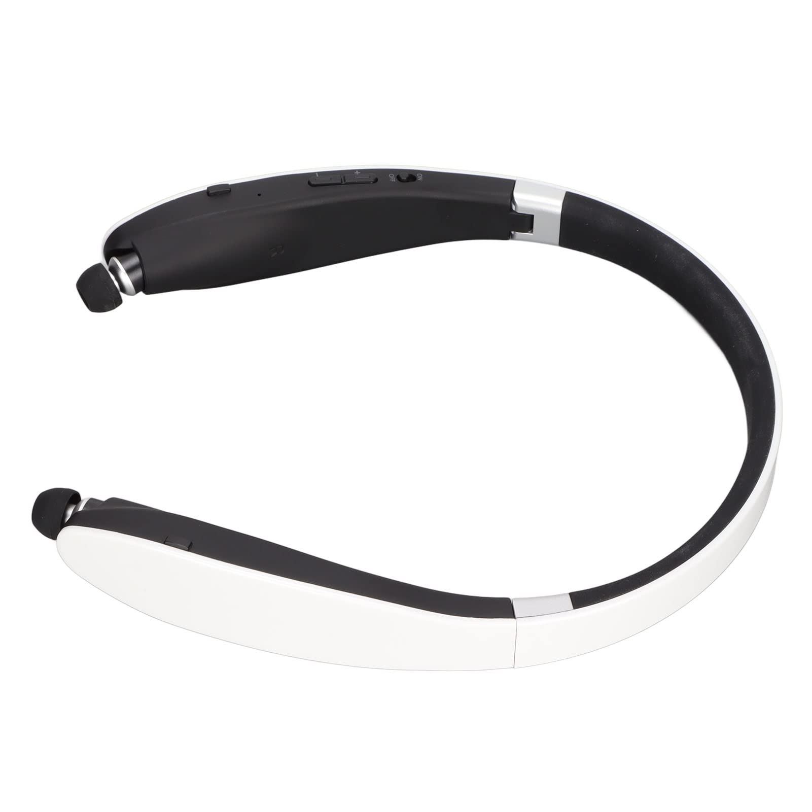 Dilwe Folding Bluetooth 5.0 Neckband Headphones - Wireless Stereo Retractable Earphones with Noise Cancelling & Built-in Mic - 16H Playback for Running, Gym, Workout - Includes Storage Bag (White) - Perfect for Commuting, Travel & Outdoor Activities
