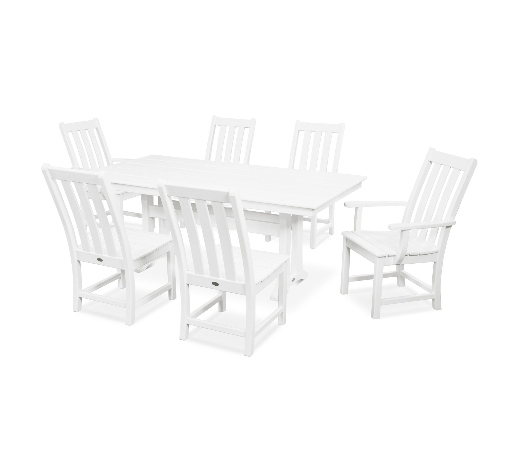 POLYWOOD Vineyard 7-Piece Farmhouse Trestle Dining Set - Outdoor Patio Furniture for Backyard, Garden & Poolside Dining