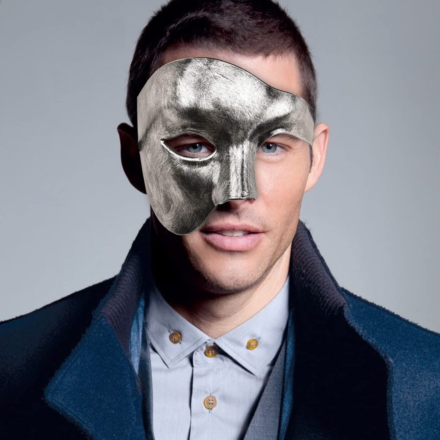 KEFAN Men's Masquerade Mask - Phantom of The Opera Style Half Face Mask for Halloween, Cosplay & Costume Parties
