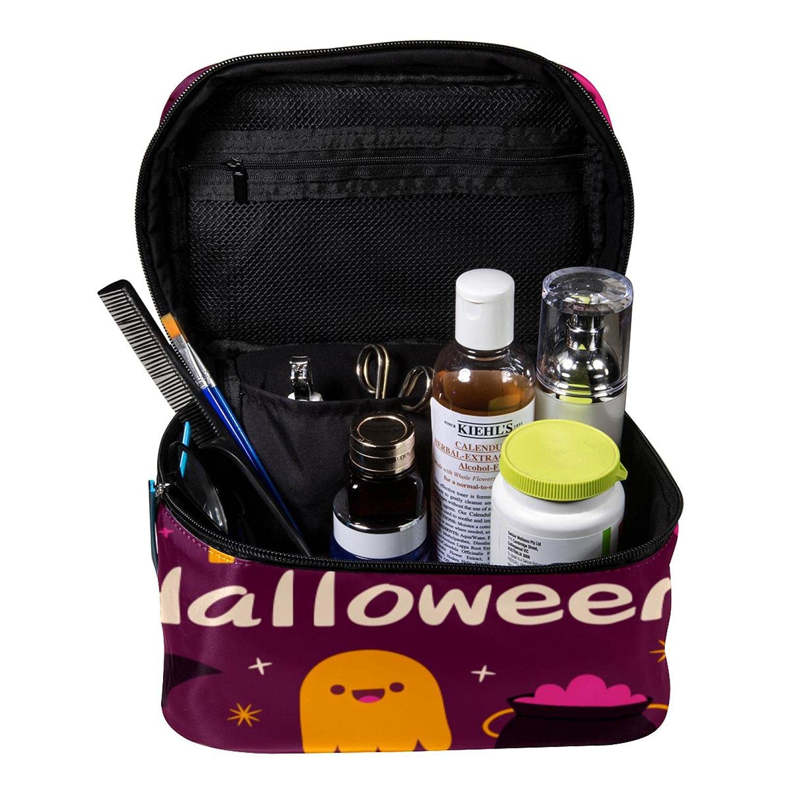 Halloween Makeup Bag - Ghost & Pumpkin Design Cosmetic Organizer for Travel & Artists | Perfect for Women & Girls