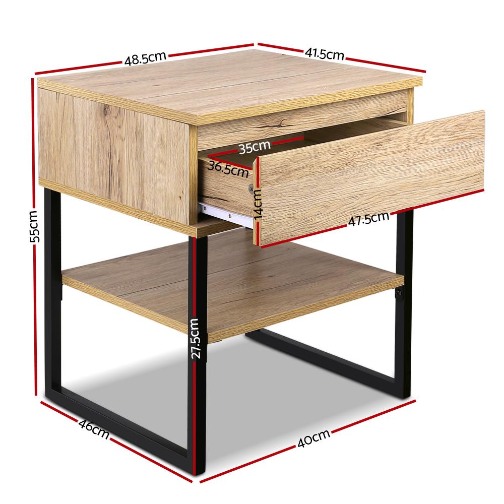Modern Chest Style Metal Bedside Table - Nightstand with Drawer Storage for Bedroom, Living Room & Office - Compact & Durable Design for Small Spaces
