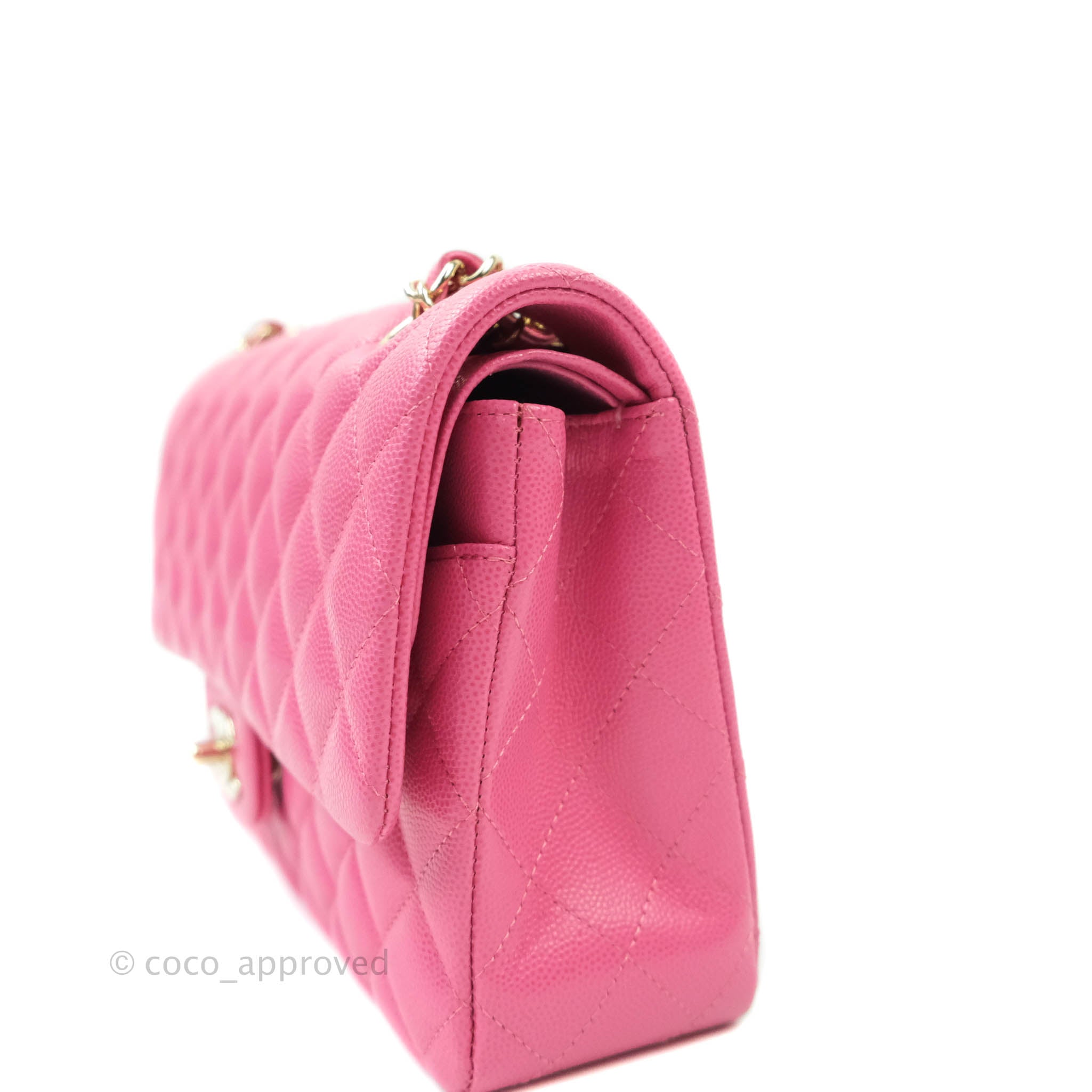 Chanel Classic Medium Double Flap Bag in Pink Caviar Leather with Gold Hardware - Perfect for Date Night & Special Occasions