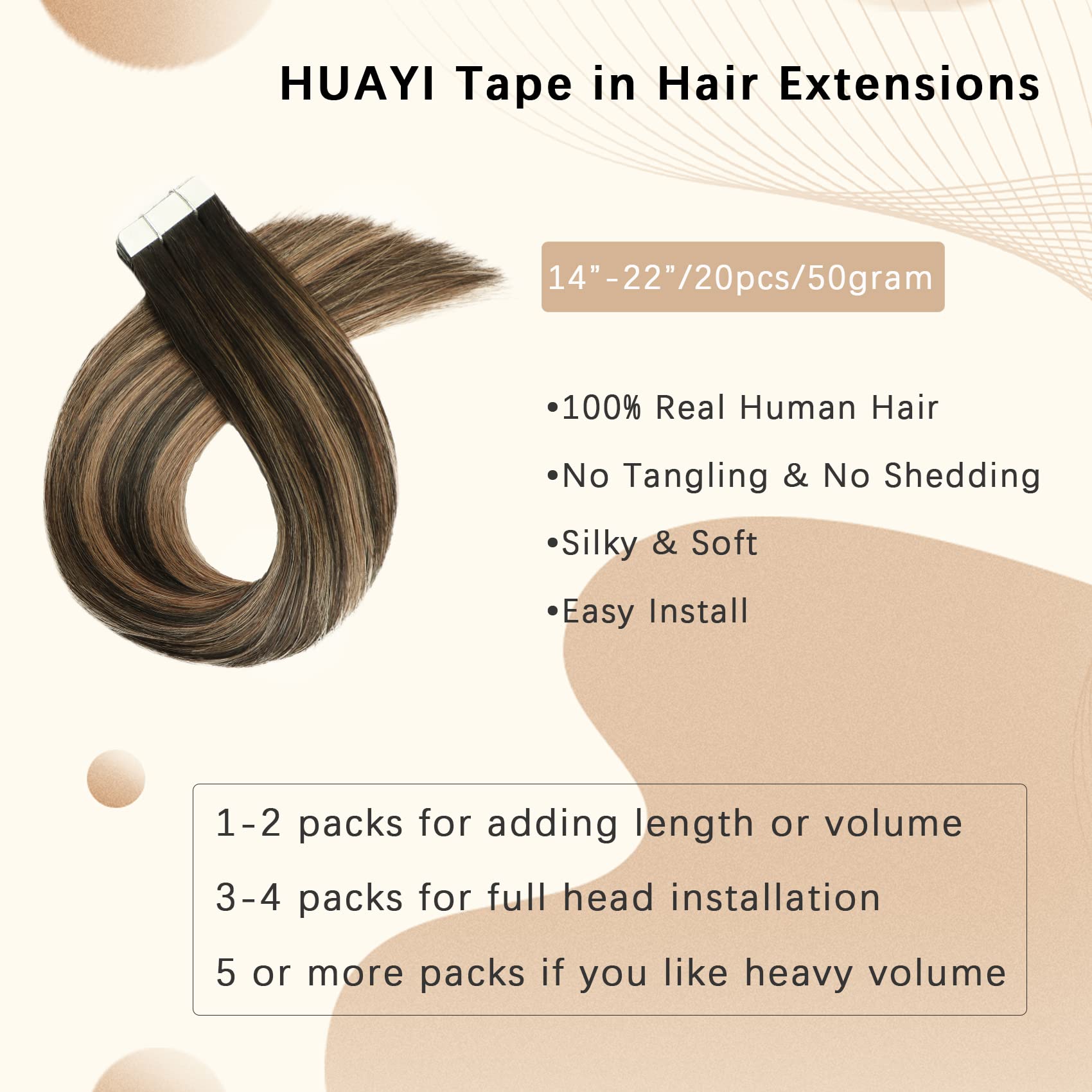 Ombre Black to Brown Tape-In Human Hair Extensions - 20pcs 22In 50g 100% Natural Silky Straight Hair for Women | Perfect for Daily Wear, Parties & Special Occasions