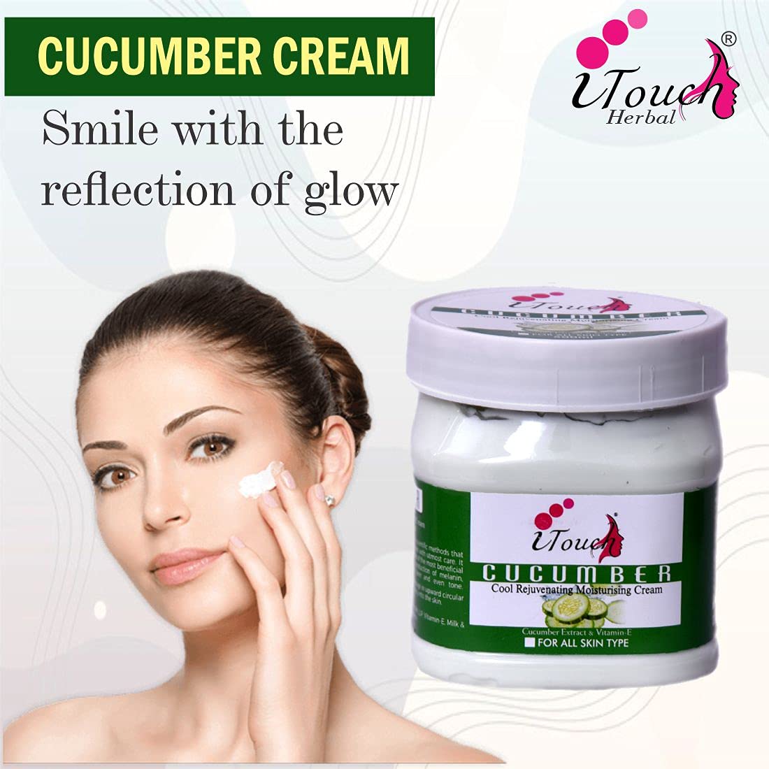 I TOUCH HERBAL Cucumber Cream for Face & Body - Moisturizing, Whitening & Brightening Cream | Softening & Nourishing Facial & Body Lotion (500ml) | Perfect for Dry Skin, Day & Night Hydration