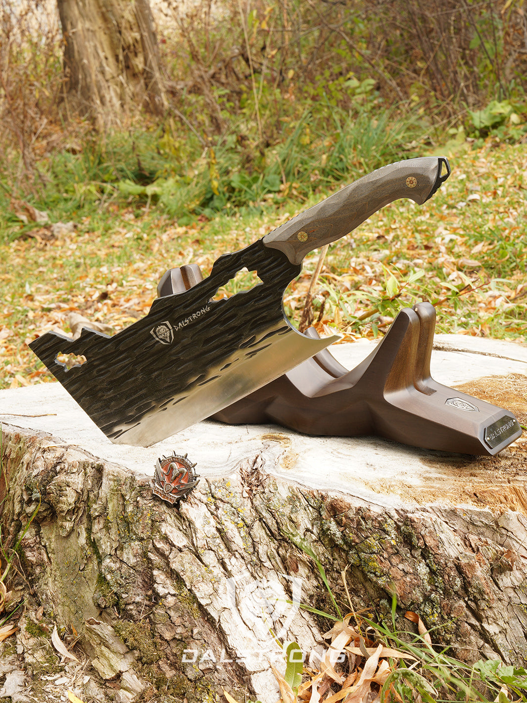 Dalstrong Obliterator Cleaver Knife - Premium Barbarian Series with Acacia Wood Stand - Perfect for Butchering, Meat Processing & Outdoor Cooking