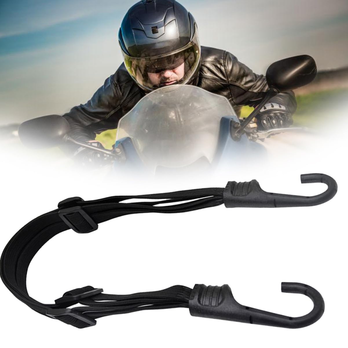 Adjustable Black Luggage Rubber Elastic Straps with Hooks for Motorcycle & Bike - Secure Travel Gear for Commuting, Camping & Outdoor Adventures
