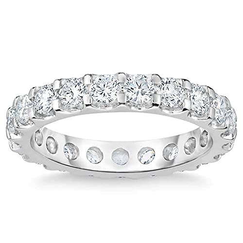 3MM Eternity Wedding Band in White Gold - Stackable Moissanite Diamond Ring for Women by Facets Jewels | Perfect for Anniversary Gifts, Bridal Jewelry & Everyday Elegance