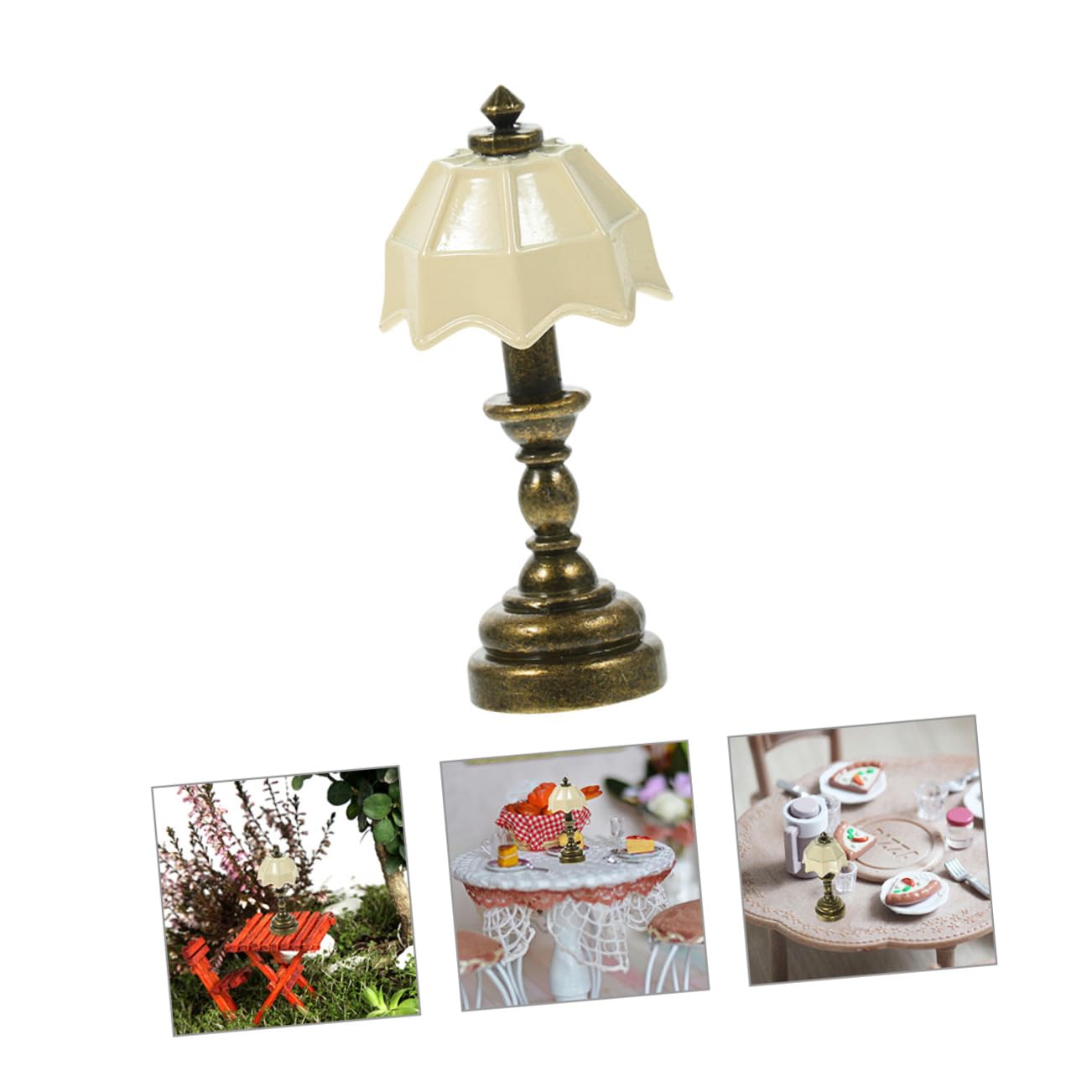 Vintage Miniature Desk Lamp Set of 3 - Mini Dollhouse Lighting for DIY Scenes, Fairy Gardens & Model Displays