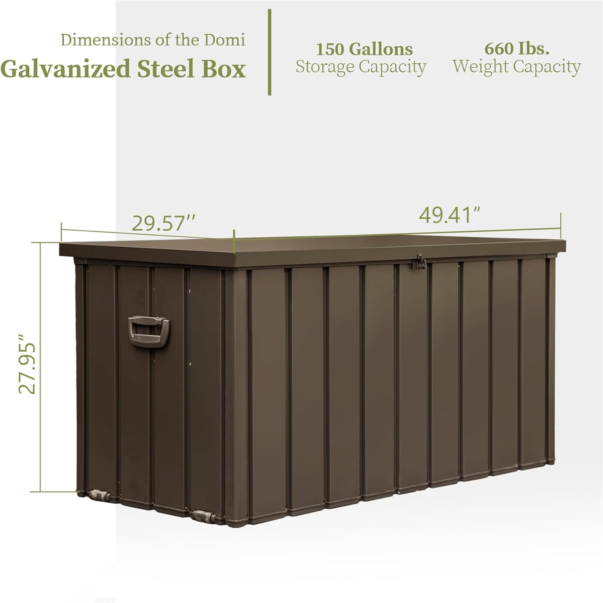 WIIS' IDEA 150 Gallon Outdoor Storage Deck Box with Lockable Lid & Wheels - Waterproof Large Patio Furniture Storage Container for Garden Tools, Pool Supplies, Cushions & Outdoor Equipment (Brown) - Perfect for Backyard, Deck, Poolside & Garage Organization
