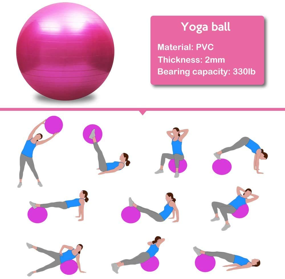 Premium Anti-Burst Yoga Ball - Extra Thick Stability & Balance Ball for Pilates, Barre, Physical Therapy & Home Fitness (45CM/55CM/65CM/75CM) - Includes Free Air Pump - Perfect for Gym, Office & Pregnancy Exercises