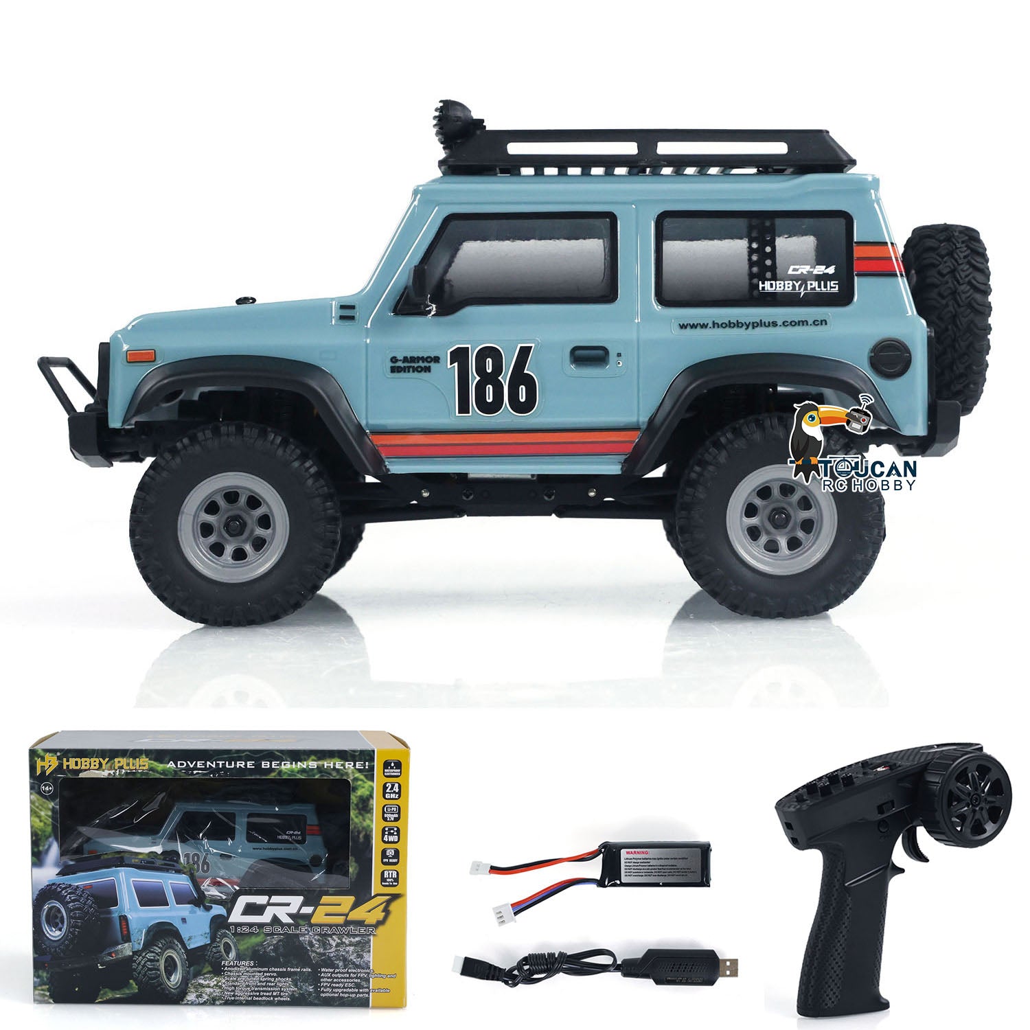 1:24 Scale 4WD 4x4 2.4Ghz RC Rock Crawler Car - Mini Remote Control Off-Road Vehicle with ESC Servo Motor for DIY Model Building | Perfect for Indoor/Outdoor Crawling, Backyard Adventures & RC Hobbyists