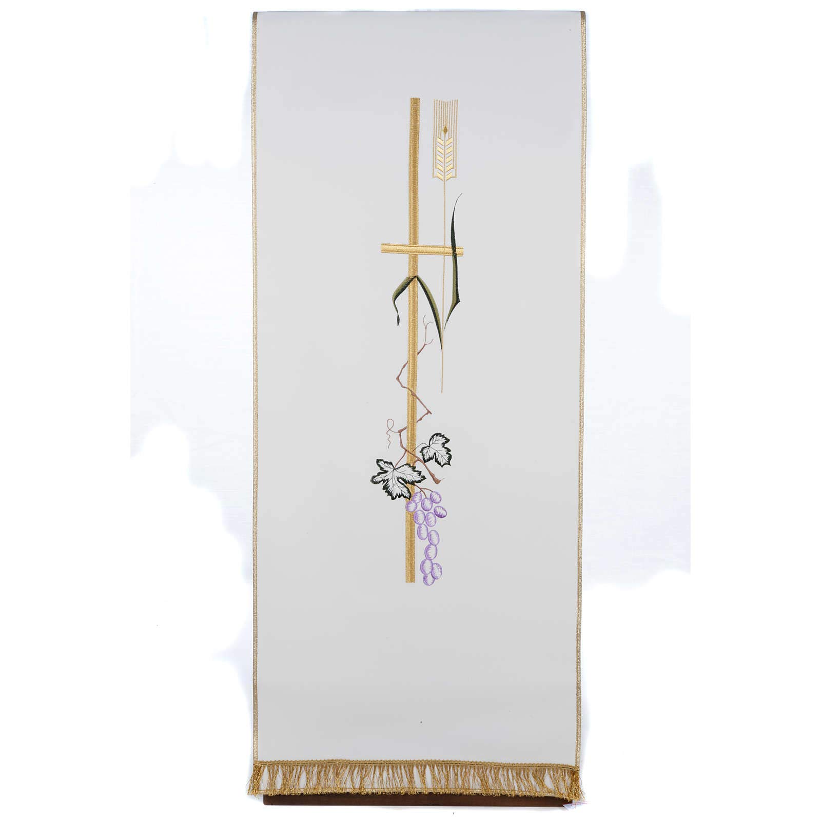 Red Lectern Cover with Tall Cross Wheat and Grapes Design - Perfect for Church Altar, Wedding Decor, and Religious Ceremonies