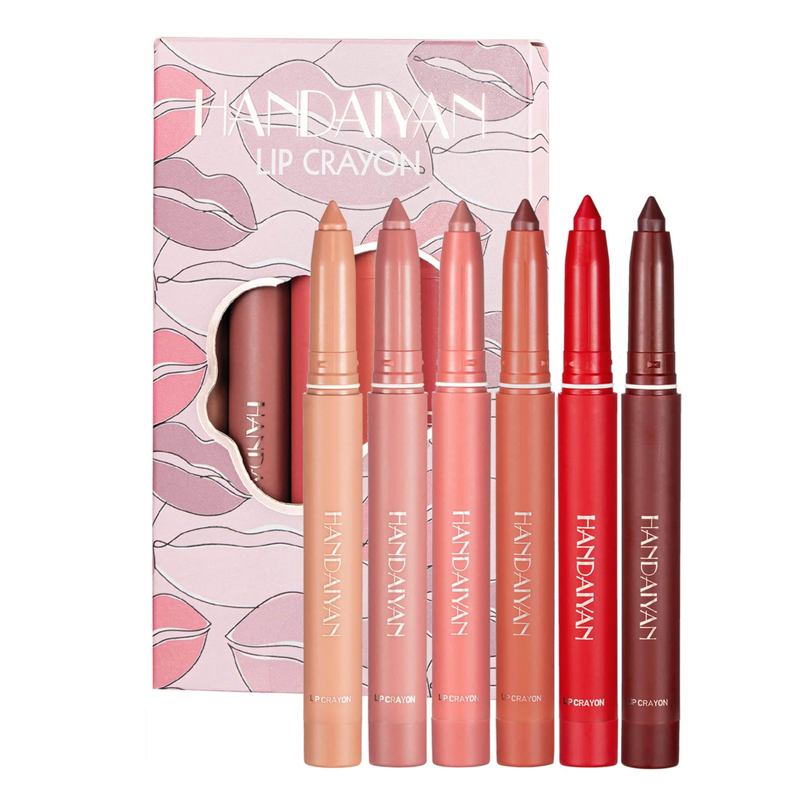6PCS Matte Lip Liner Set - Creamy, Smooth & Non-Drying Lip Pencils with Sharpener - Long Lasting, Cruelty Free, Vegan - Perfect for Everyday Makeup, Party & Special Occasions (Set A)