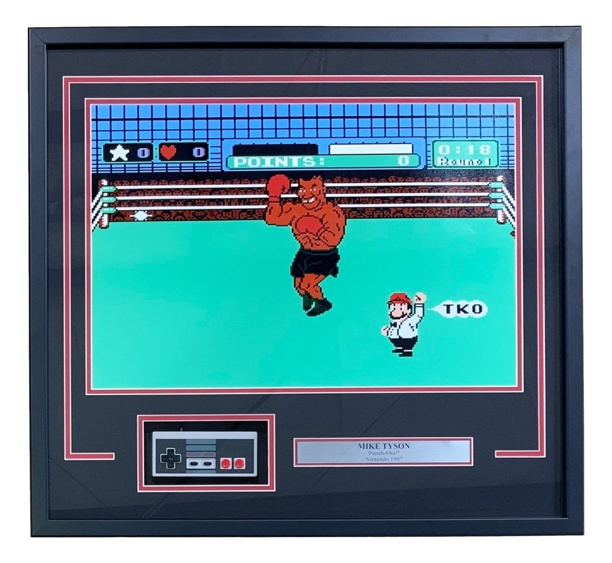 Mike Tyson Framed Unsigned 16x20 Punch Out Photo with NES Controller - Vintage Boxing Memorabilia & Retro Gaming Collectible for Man Cave, Game Room, or Sports Fan Decor
