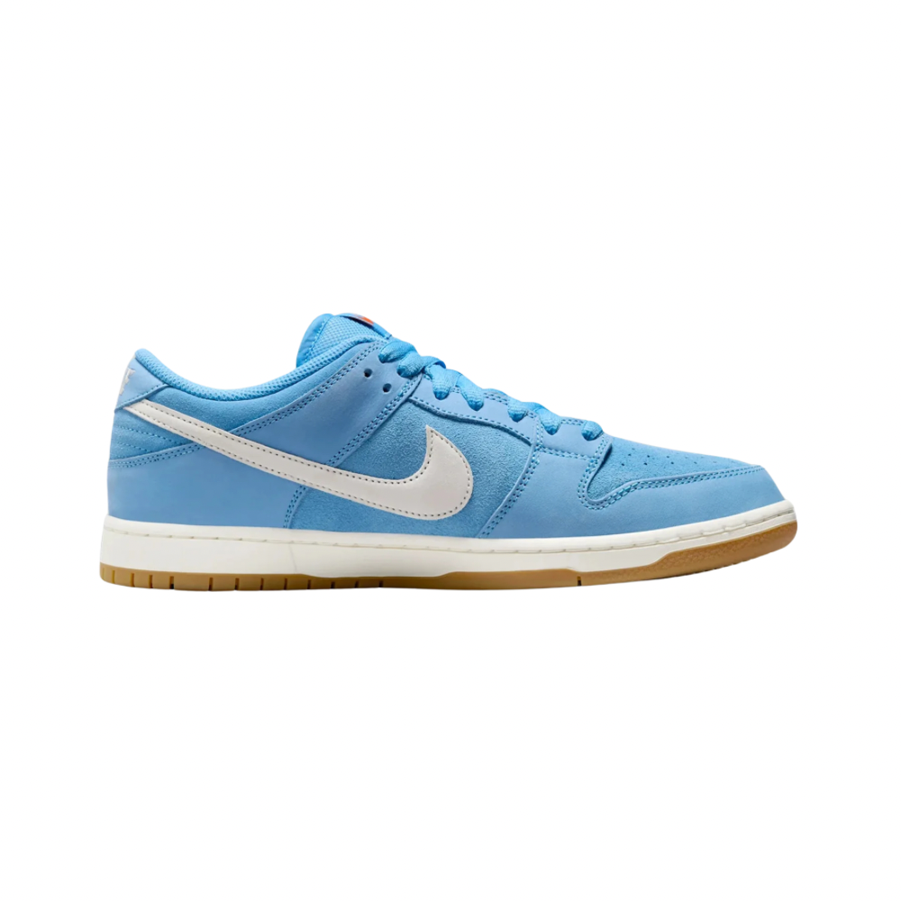 Nike SB Dunk Low Pro Sneakers - University Blue, Gum, Psychic Blue, Light Brown & Safety Orange - Skateboarding, Casual Wear & Street Style Fashion