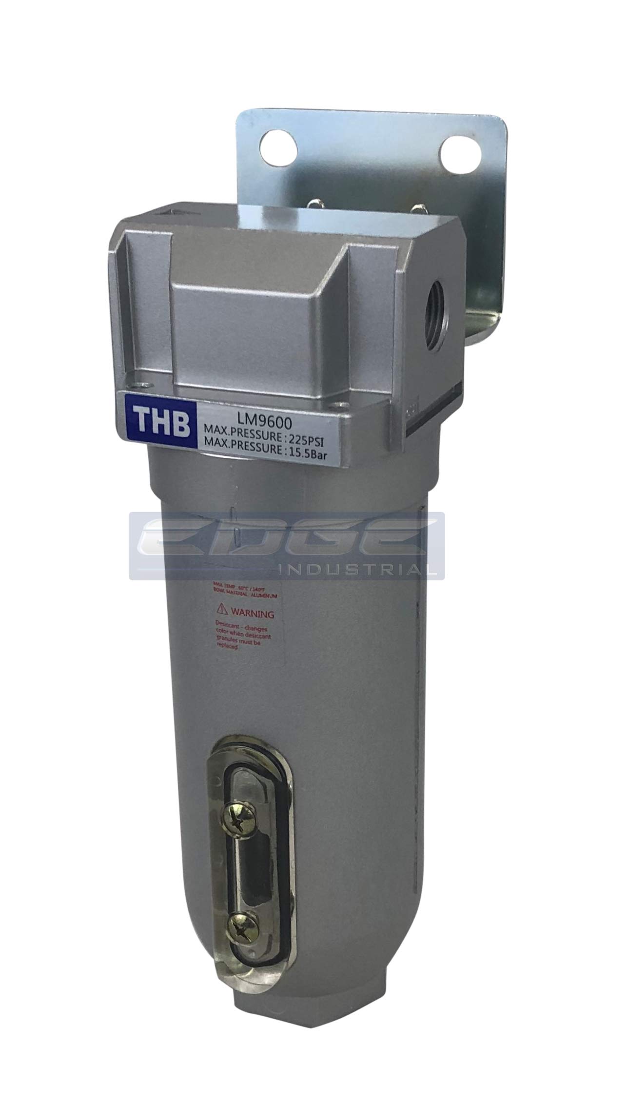 EDGE INDUSTRIAL Heavy Duty Inline Desiccant Air Dryer with Metal Bowl - 1/2