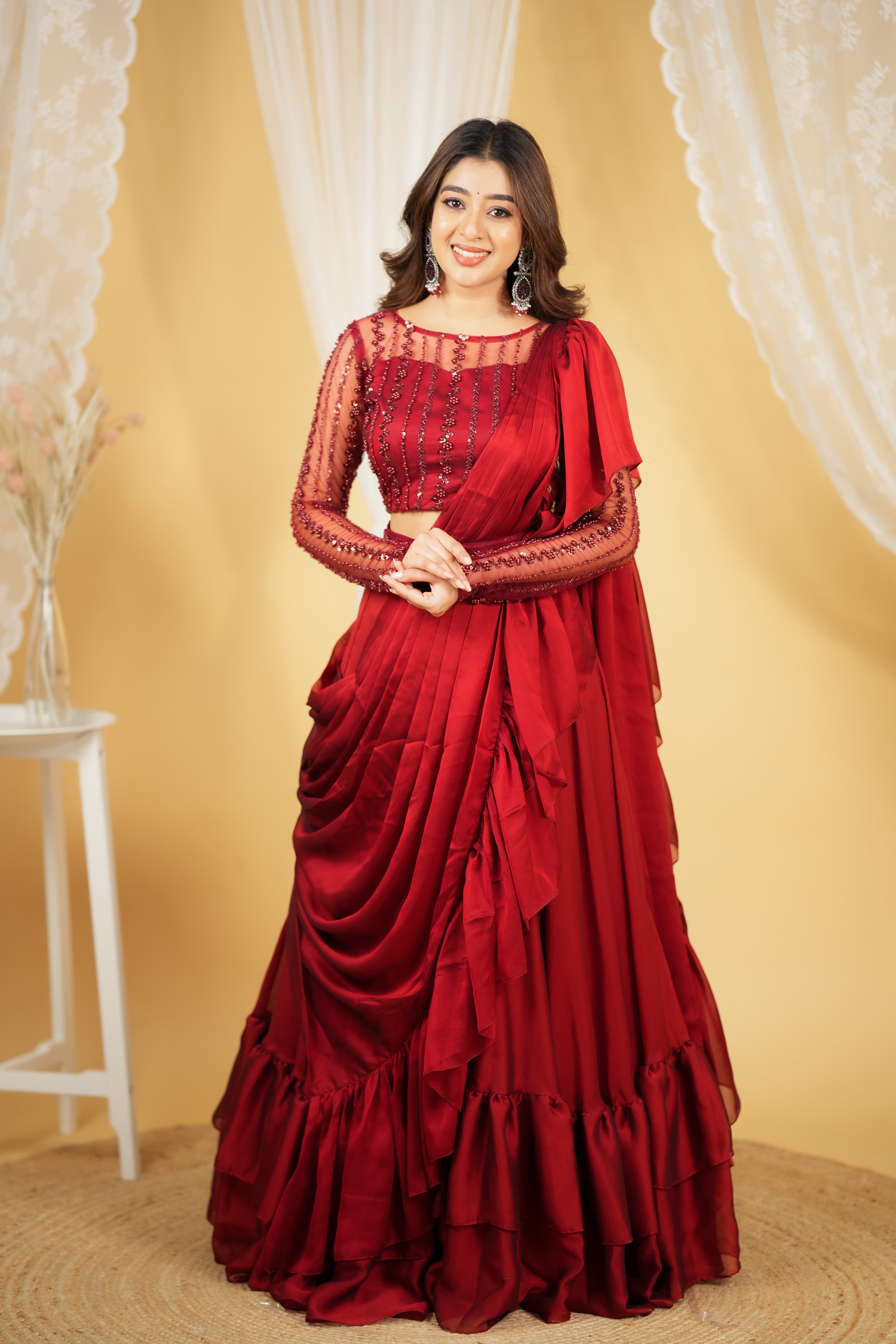 Tharini Premium Designer Drape Wear - Elegant Shawl & Scarf for Women | Perfect for Weddings, Parties & Evening Events