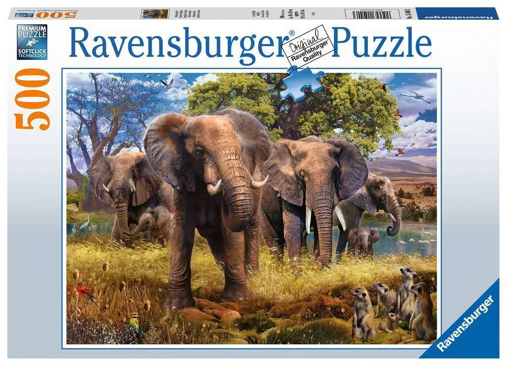 Ravensburger 500-Piece Adult Jigsaw Puzzle - Elephant Family - Premium Quality Puzzle for Adults & Teens - Perfect for Family Game Night & Relaxation