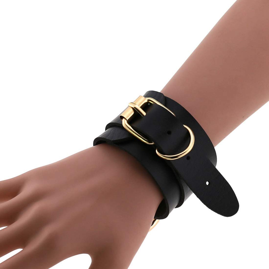 Punk Rock Gothic Bracelet - Adjustable Gold Silver PU Leather Wristband for Men & Women | Perfect for Concerts, Festivals, and Alternative Fashion Outfits