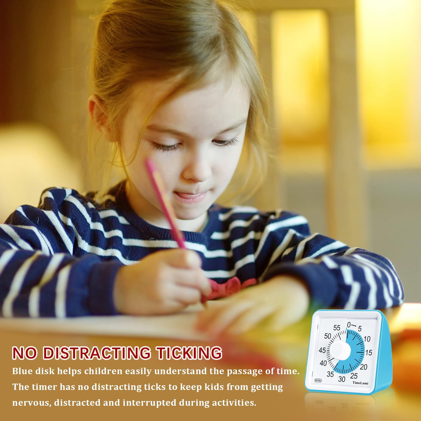 60-Minute Visual Timer for Kids - Silent Countdown Clock for Classroom, Study & Home Use - Time Management Tool for Toddlers, Teachers & Adults (Blue) - Perfect for Homework, Cooking & Productivity Tasks