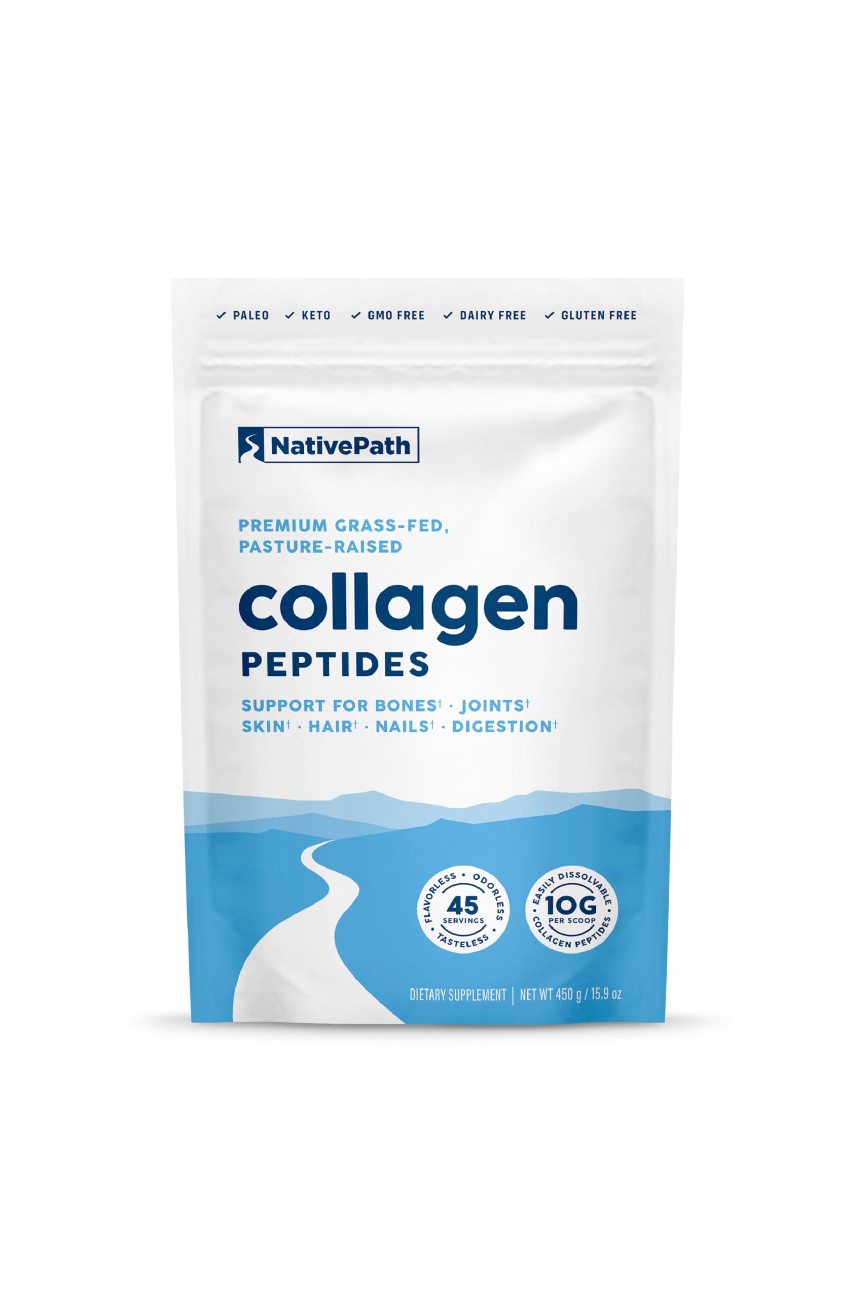 NativePath Collagen Peptides Protein Powder - Hydrolyzed Type 1 & 3 Collagen Supplement for Skin, Hair & Nail Health - 15.9 oz (45 Servings) - Supports Joint & Bone Wellness, Perfect for Smoothies & Coffee