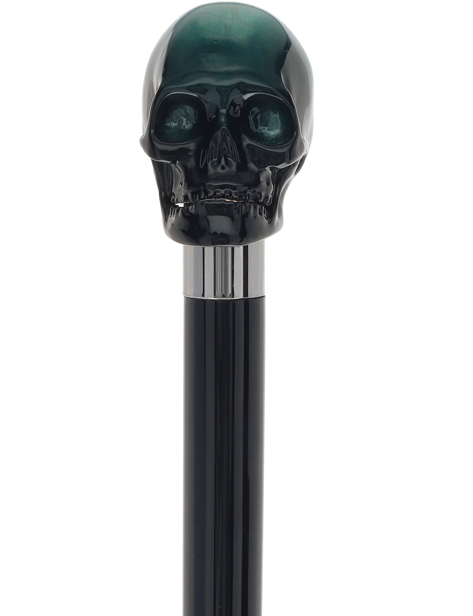 Mystic Emerald Skull Head Walking Cane - Premium Beech Wood Shaft for Hiking, Fashion & Collectors | Gothic Style Mobility Aid & Unique Gift