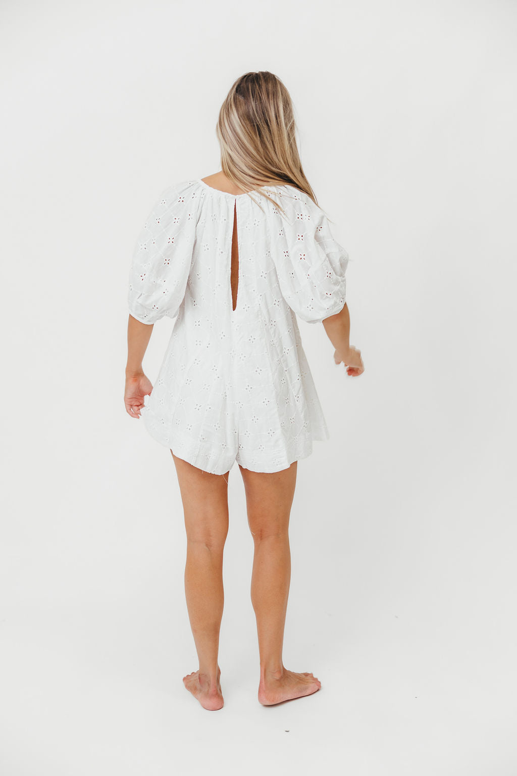 Stylish Mimi Oversized Puff Sleeve Romper - White Jumpsuit for Women | Perfect for Summer Outfits, Beach Vacations & Casual Wear