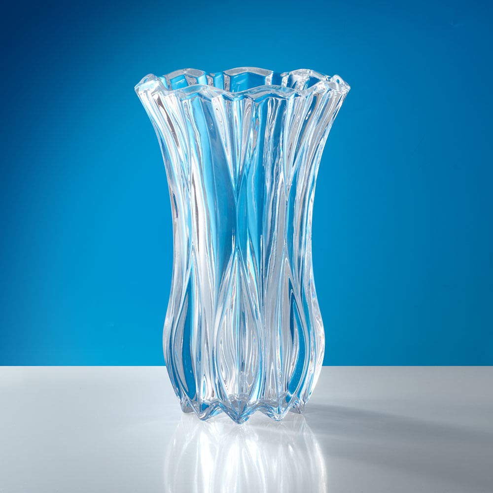 Mikasa Celebrations Blossom Crystal Vase - 12 Inch Elegant Floral Centerpiece for Weddings, Anniversaries & Home Decor