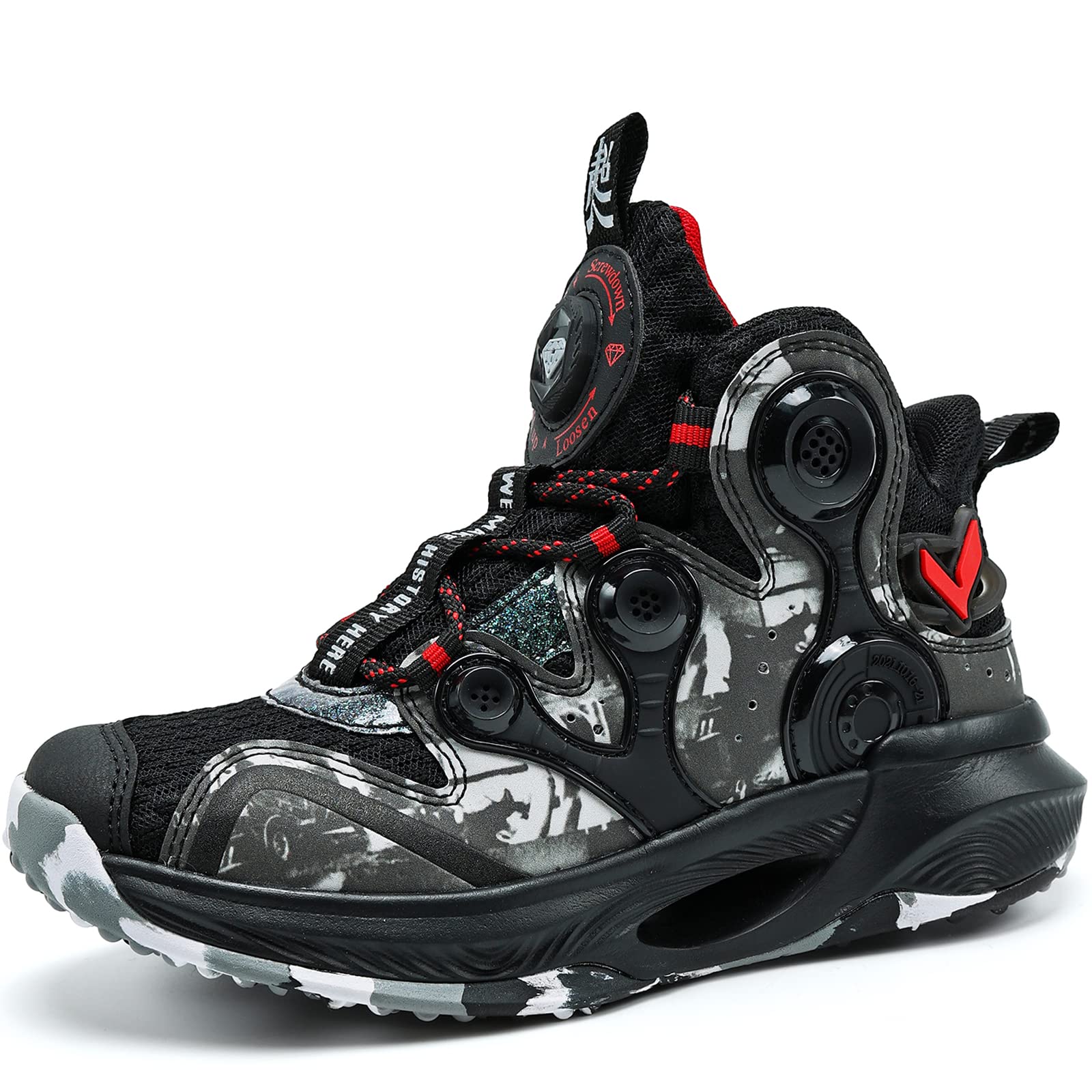 JMFCHI Kids Basketball Shoes - High-Top Sports Sneakers for Boys & Girls | Durable, Non-Slip, Lace-Up Running Shoes for Little & Big Kids | Perfect for Indoor & Outdoor Play, Gym Class, and Basketball Practice