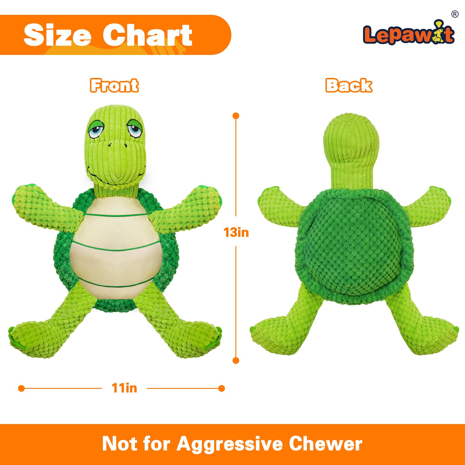 **Durable Squeaky Dog Toys - Cute Turtle Plush Chew Toy for Small & Medium Dogs | Non-Shedding, Interactive Indoor Play | Perfect for Training, Teething & Playtime**